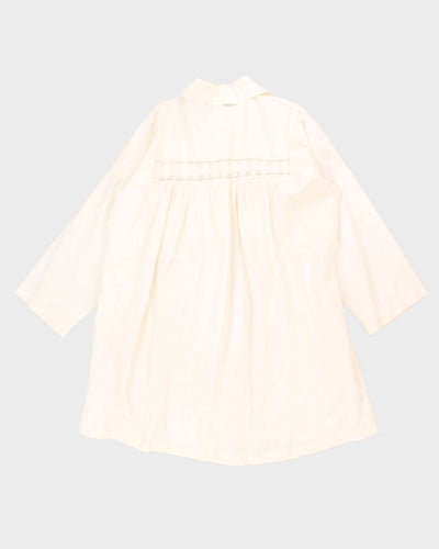 Vintage 90s Lace Linen Button Down Mini Dress - L