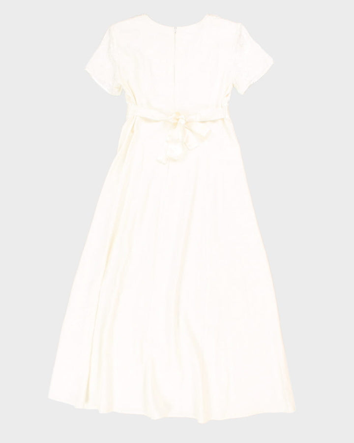 Vintage 80s Be Smart Cream Evening Maxi Dress - S