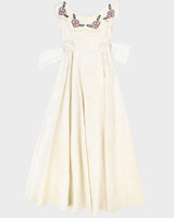 Vintage 5703 Womens Cream Beaded Evening Gown - S/M