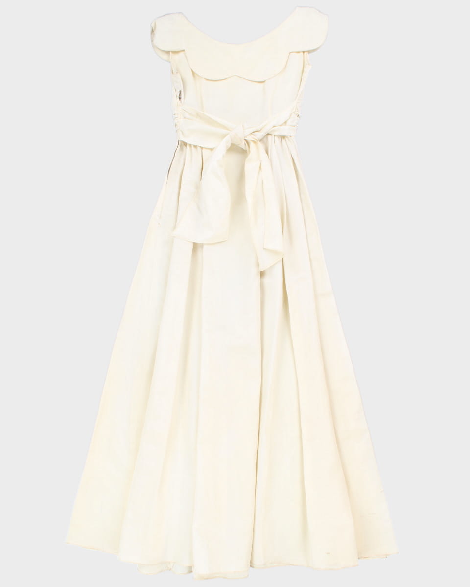 Vintage 5703 Womens Cream Beaded Evening Gown - S/M