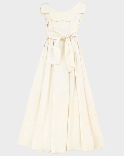 Vintage 5703 Womens Cream Beaded Evening Gown - S/M