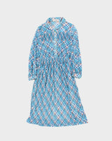 Vintage 70s Gay Gibson Blue Plaid Button Down Dress - S