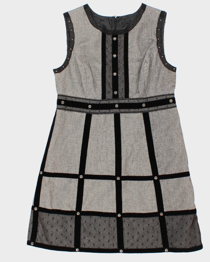 Vintage 00s Anna Sui Grey Panelled Dress - M