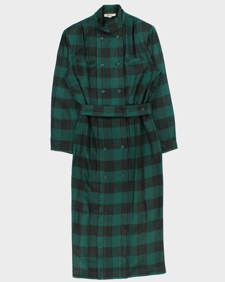 Vintage 70s Rouie Green Plaid Dress - M/L