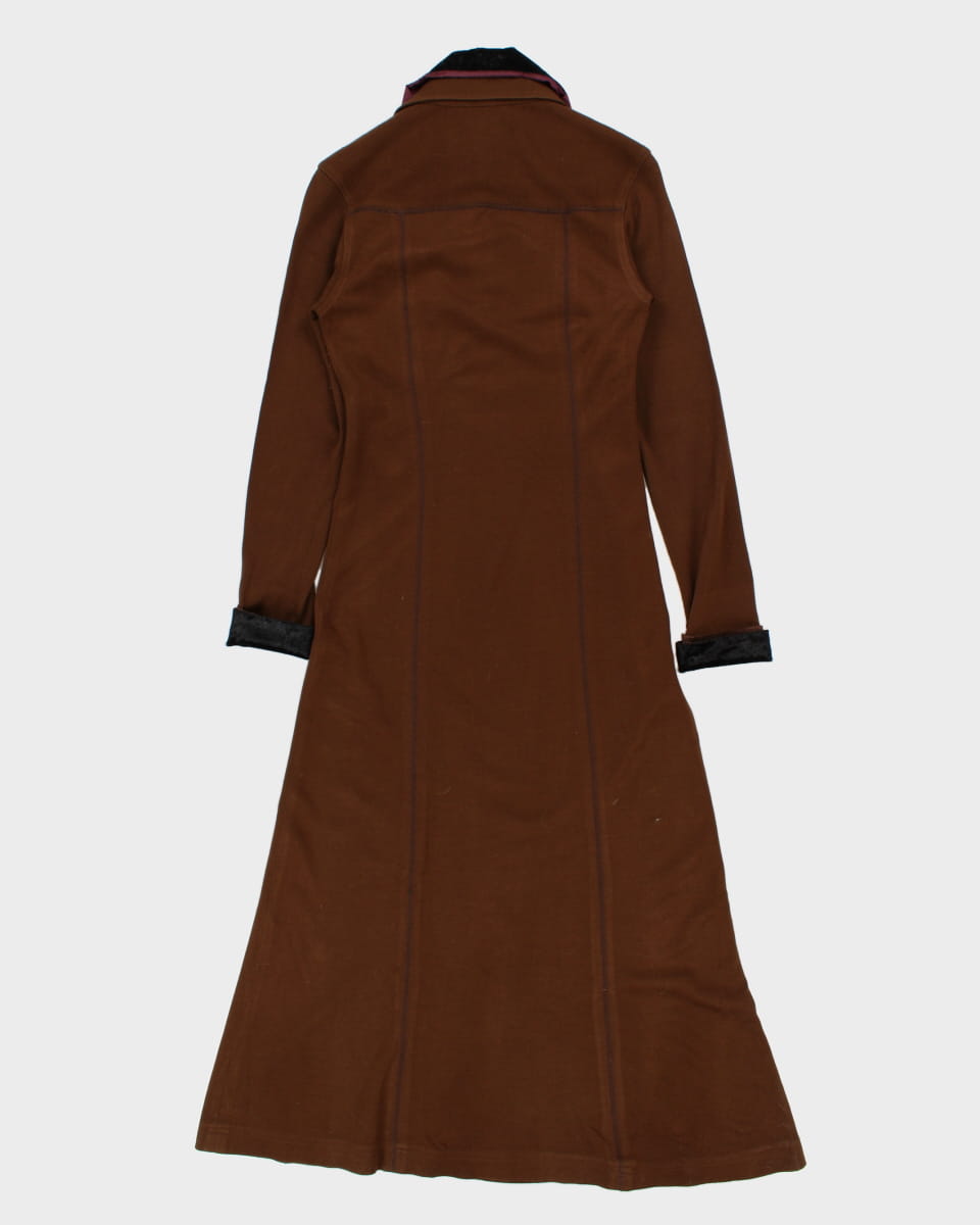 Vintage Brown Long Sleeve Furry Collared Dress - XS/S