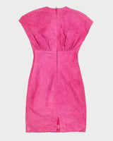 80's Leather Suede Hot Pink Pencil Dress - XS