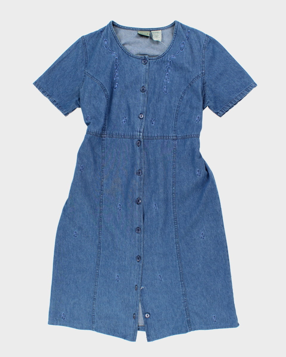 Vintage 90s Penmans Denim Embroidered Dress - L