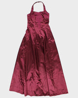 Vintage Embroidered Purple Halter Gown - XS