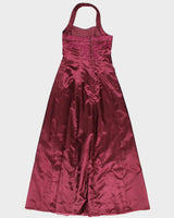 Vintage Embroidered Purple Halter Gown - XS