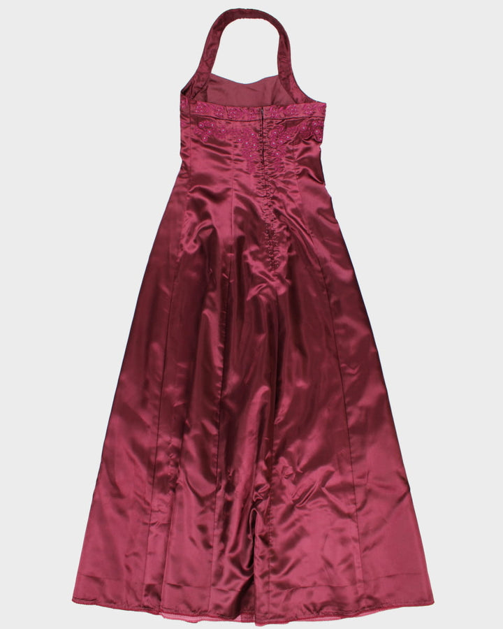 Vintage Embroidered Purple Halter Gown - XS
