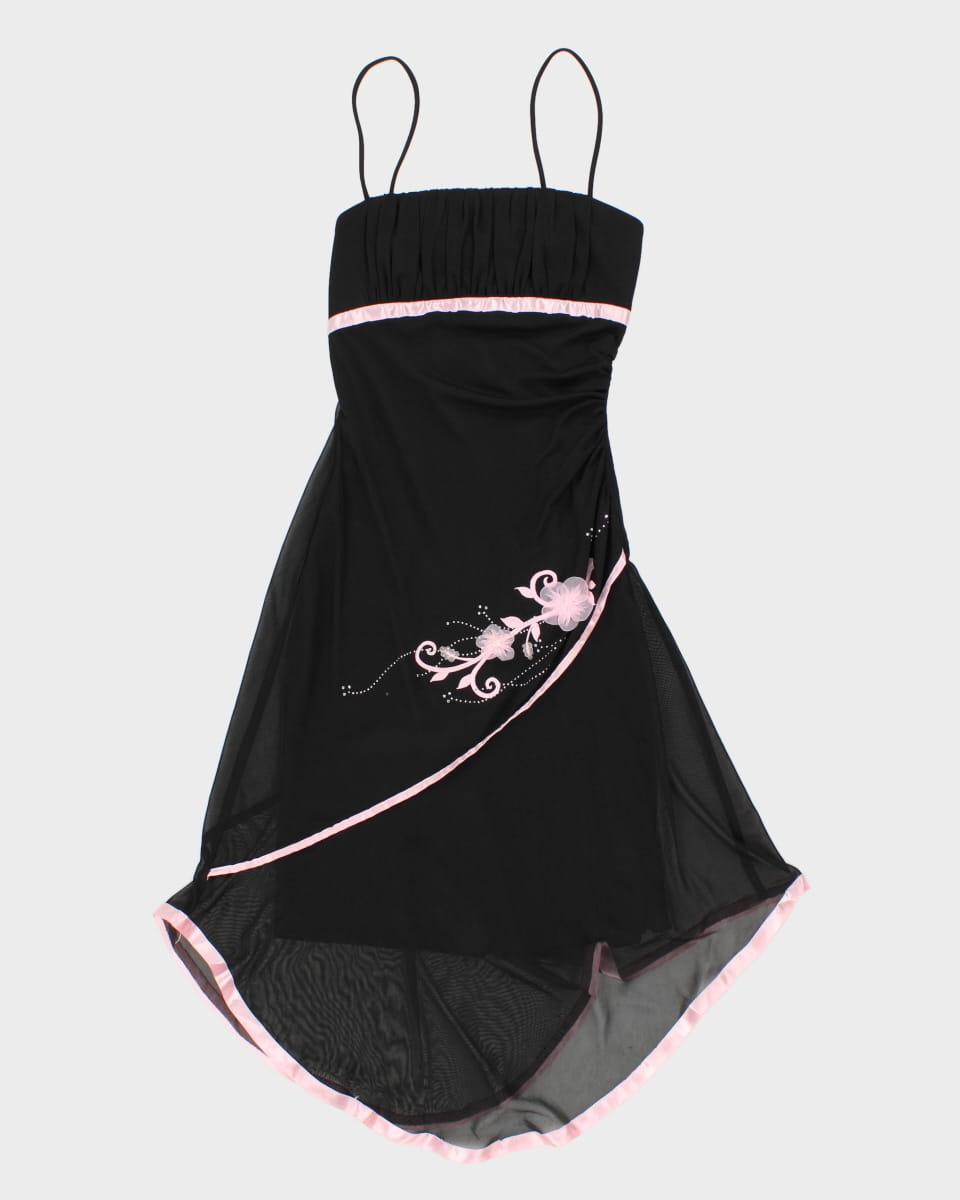 Y2K 00s Jessica Pink Detailed Little Black Dress - XS