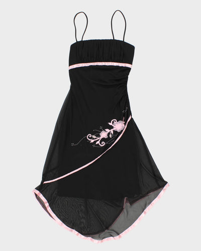 Y2K 00s Jessica Pink Detailed Little Black Dress - XS