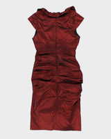BA Nites Iridescent Ruffled Red Dress - M