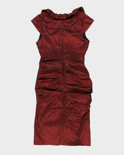 BA Nites Iridescent Ruffled Red Dress - M