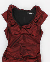 BA Nites Iridescent Ruffled Red Dress - M