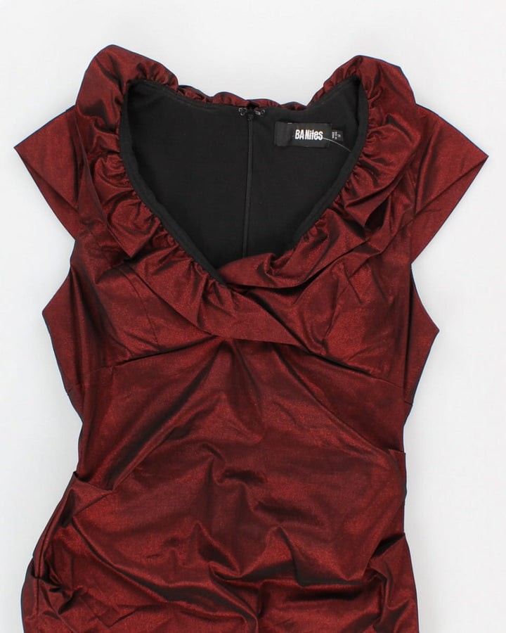 BA Nites Iridescent Ruffled Red Dress - M
