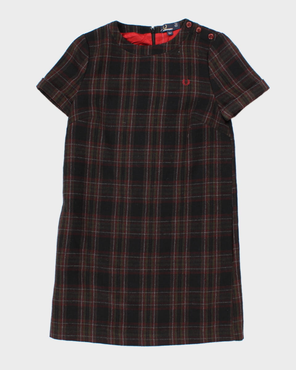 Fred Perry Brown Plaid Shift Dress - S