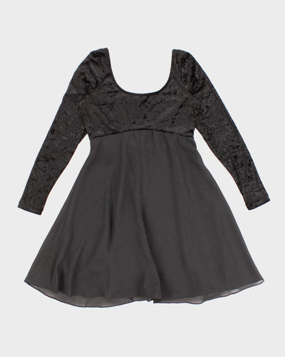 Black Velvet Skater Dress - S