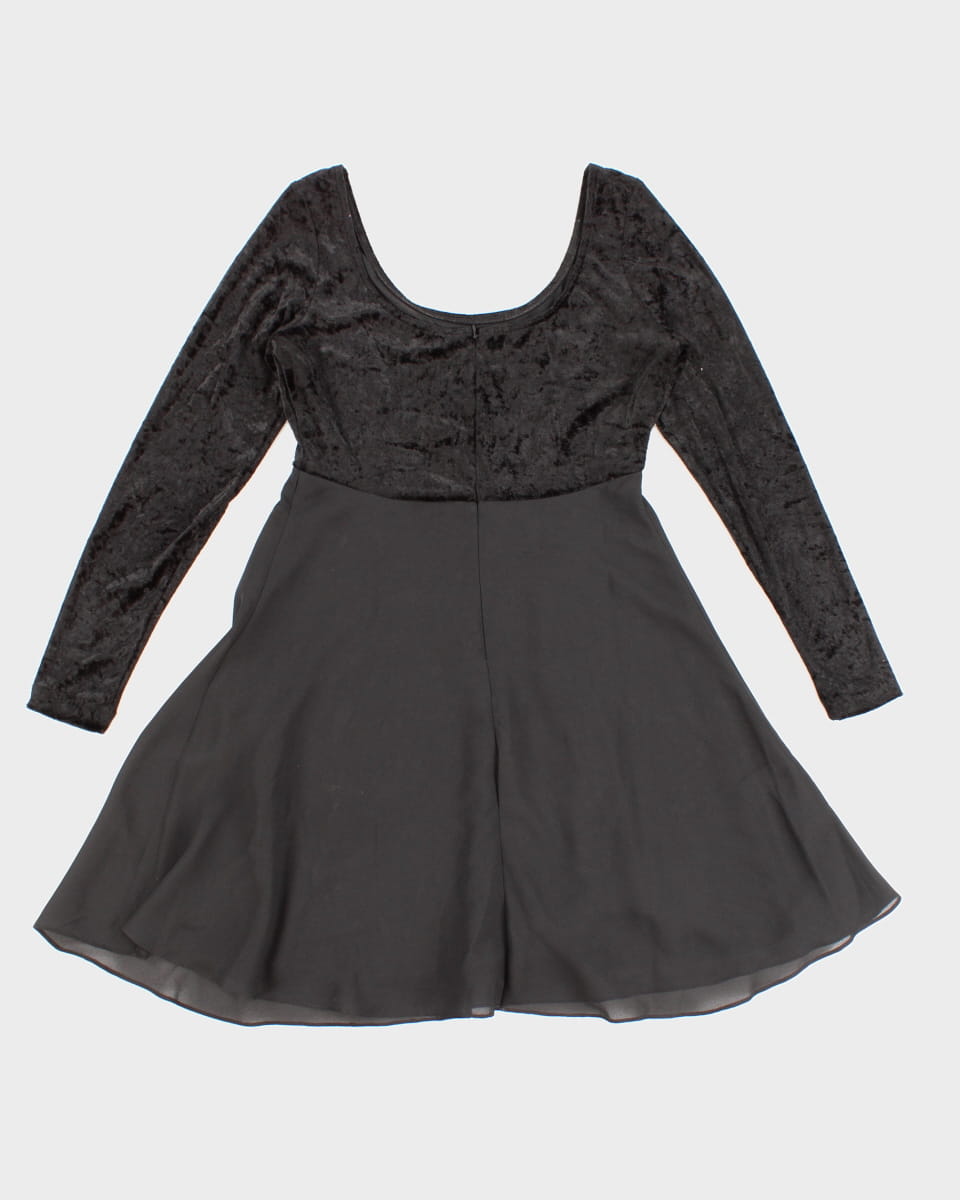 Black Velvet Skater Dress - S