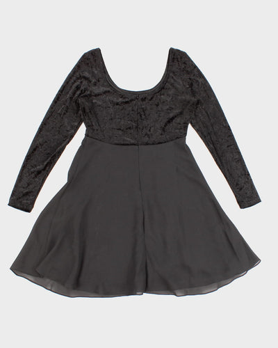 Black Velvet Skater Dress - S