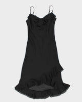 90's Vintage Black Maxi Party Dress - S