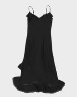 90's Vintage Black Maxi Party Dress - S