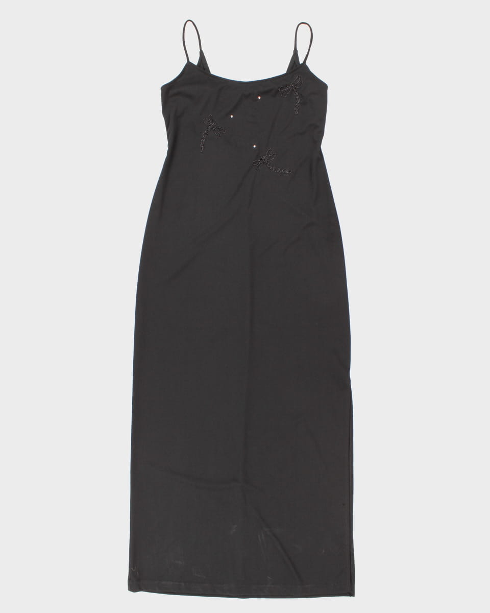 90's Vintage Black Maxi Party Dress - M