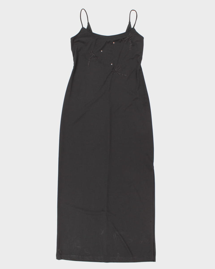 90's Vintage Black Maxi Party Dress - M