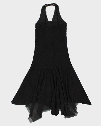 Y2K Halter Neck Black Maxi Dress - S