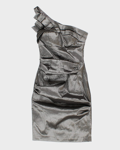 90's Vintage Silver Metallic Cocktail Dress - S