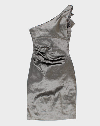 90's Vintage Silver Metallic Cocktail Dress - S