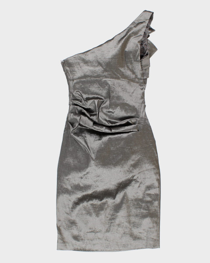 90's Vintage Silver Metallic Cocktail Dress - S