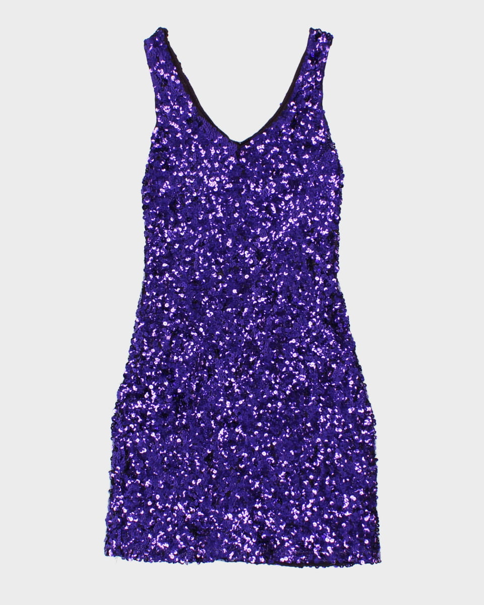 80's Purple Sequin Mini Dancing Dress - M