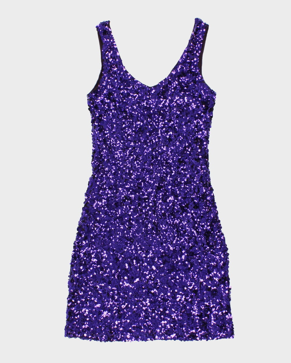 80's Purple Sequin Mini Dancing Dress - M