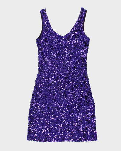 80's Purple Sequin Mini Dancing Dress - M