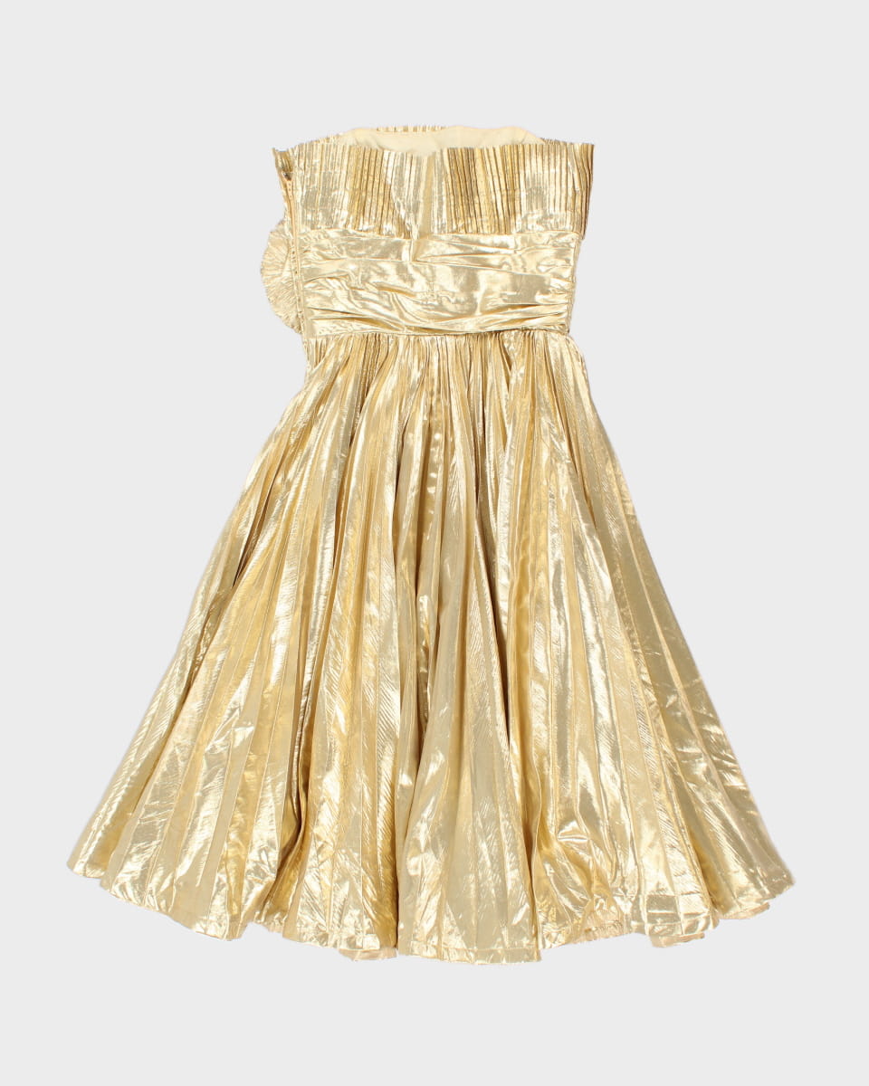 Gold Pleated Betsey Johnson Stunning Strapless Dress - XS - S
