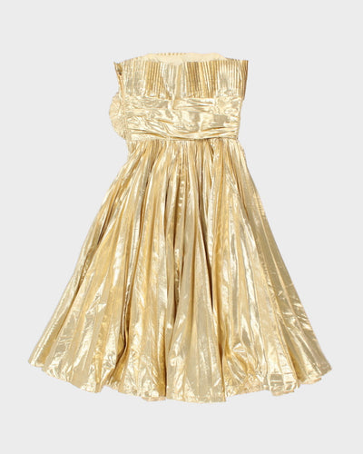 Gold Pleated Betsey Johnson Stunning Strapless Dress - XS - S