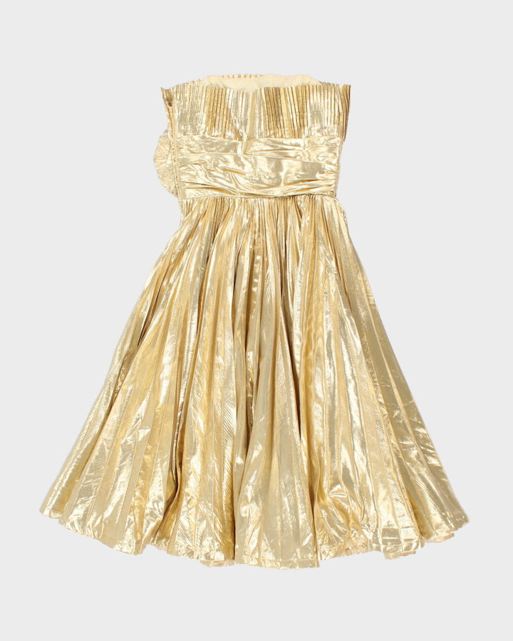 Gold Pleated Betsey Johnson Stunning Strapless Dress - XS - S