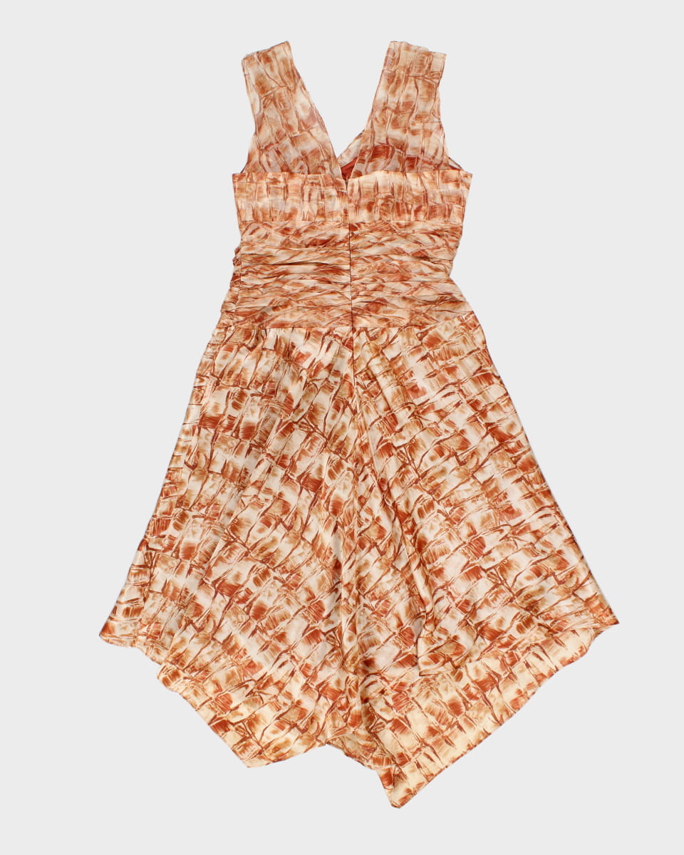 Donna Rocco Patterned Burnt Orange Dress - S - M