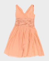Maggy London Silk Salmon Dress With Bow Detailing - S M