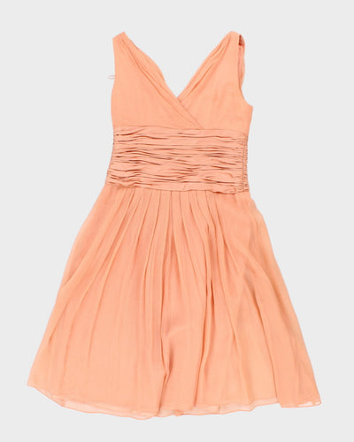 Maggy London Silk Salmon Dress With Bow Detailing - S M