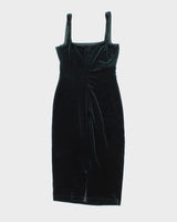 90's Green Velvet Pencil Shimmy Dress - S M