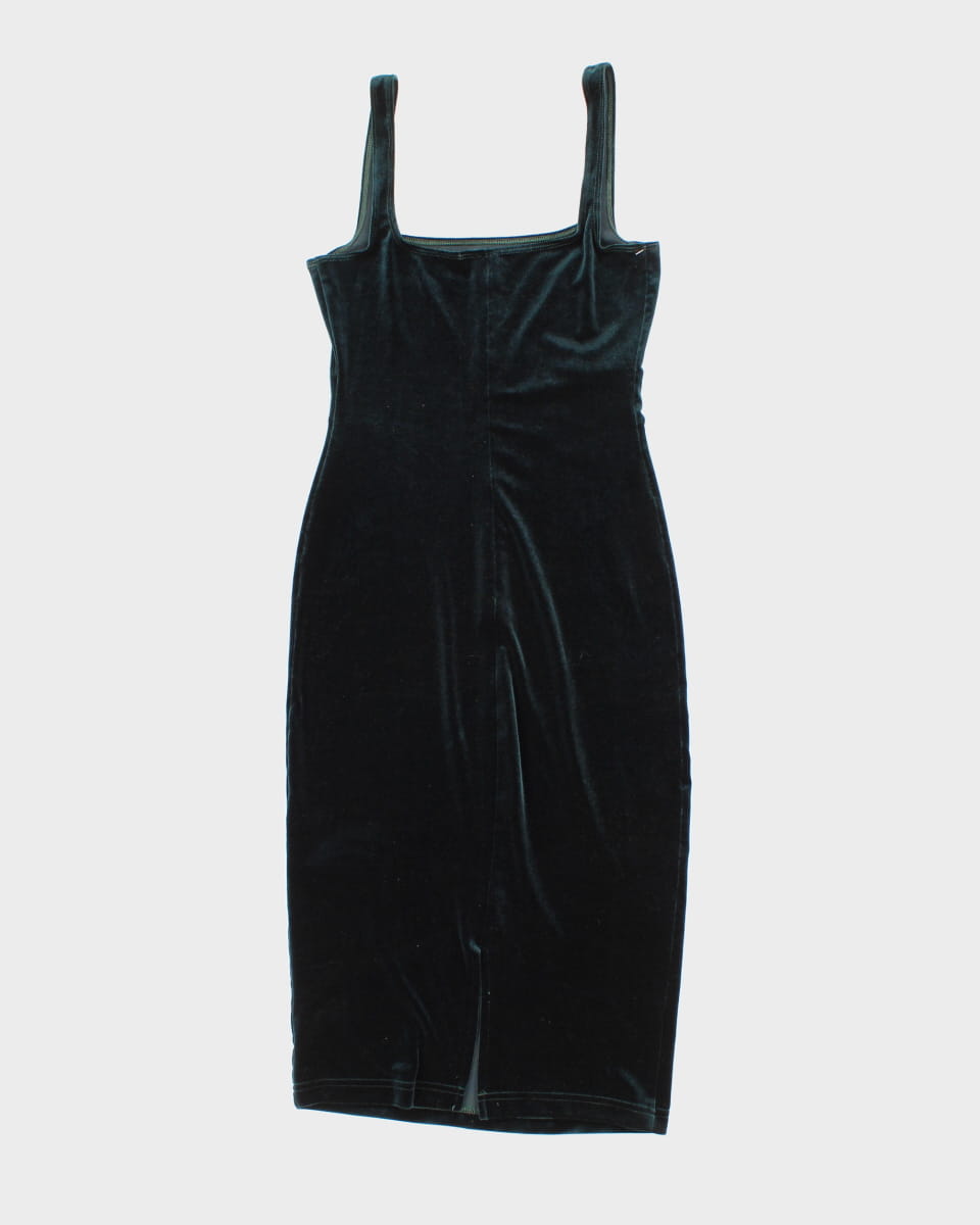 90's Green Velvet Pencil Shimmy Dress - S M