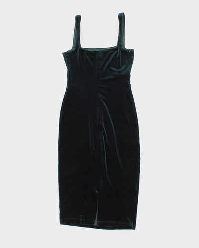 90's Green Velvet Pencil Shimmy Dress - S M