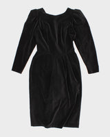 Classic 80's Black Velvet Dress - M