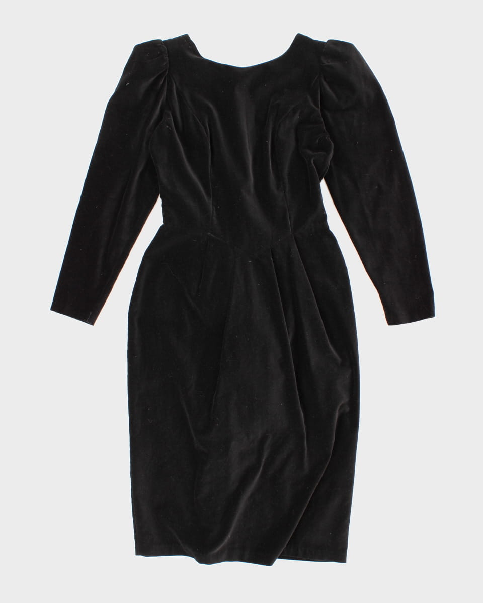 Classic 80's Black Velvet Dress - M