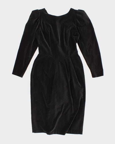Classic 80's Black Velvet Dress - M