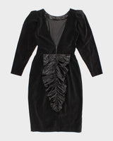 Classic 80's Black Velvet Dress - M