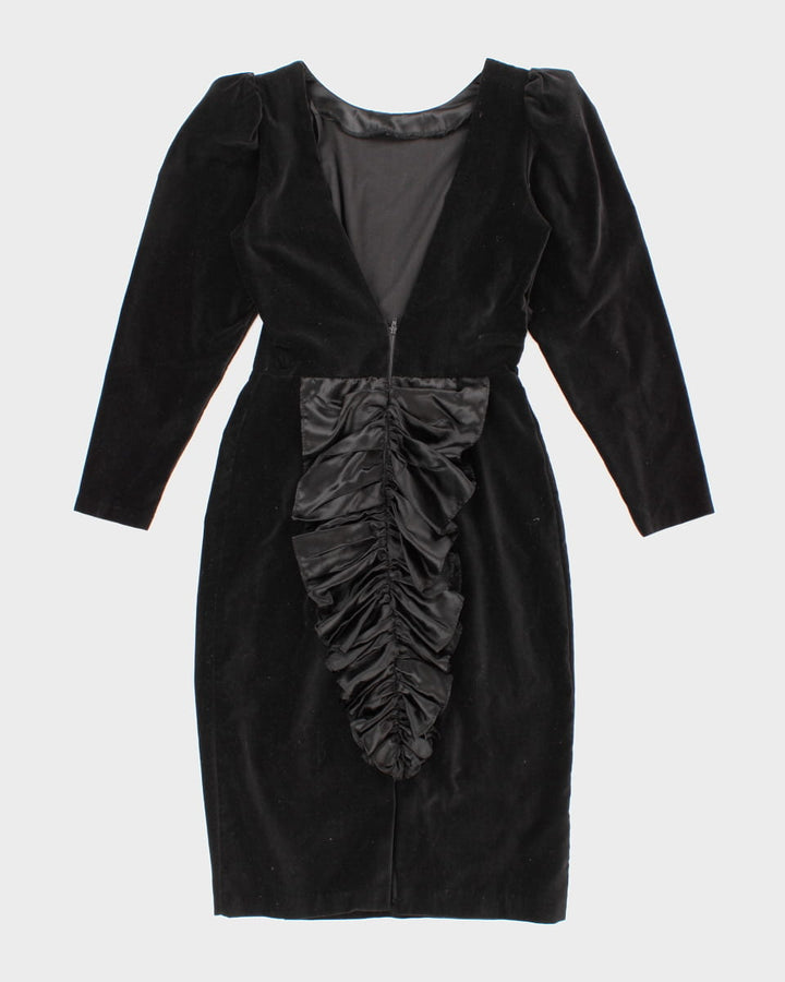 Classic 80's Black Velvet Dress - M