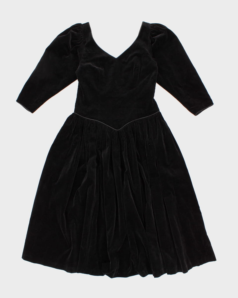 Vintage 80s Laura Ashley Black Velvet Dress